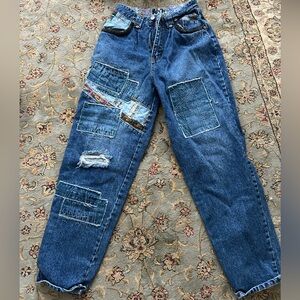 Vintage Patchwork Straight Leg Jeans